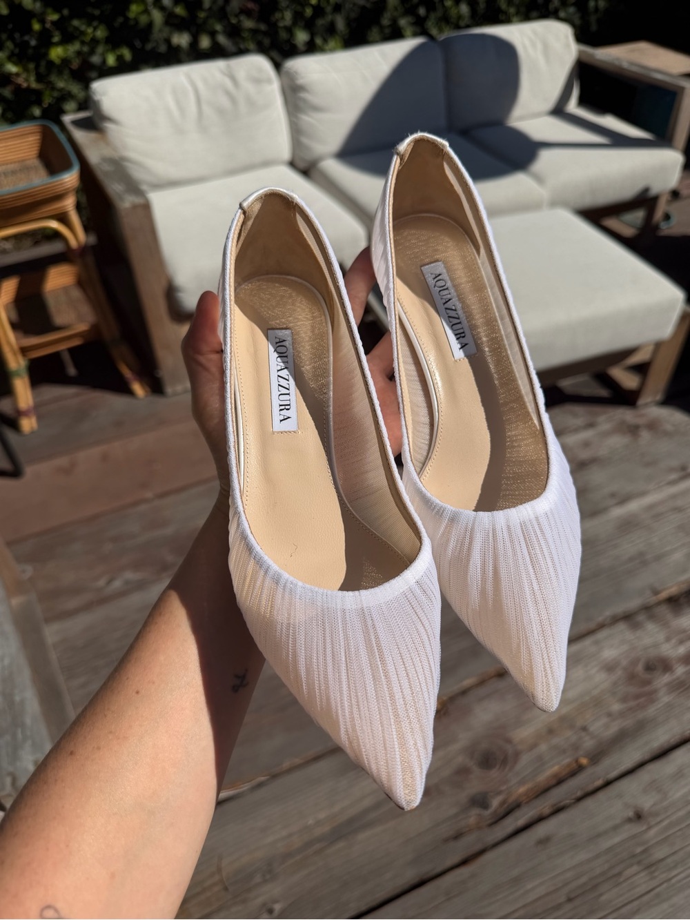 Altuzarra Cream Pleated Pointed-Toe Pumps